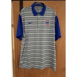 Nike Chicago Cubs Dri-fit Polo Gray Blue Colorway Stripes NEW Golf Baseball XL